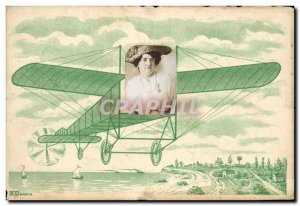Old Postcard Fantasy Woman Avion Photography
