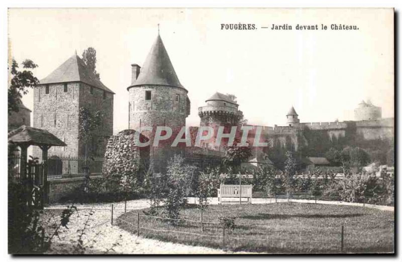 Old Postcard Fougeres Garden in front of the Chateau