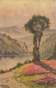 Landscape   Fine painting, vintage Swiss PC. Signed
