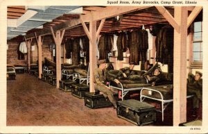 Illinois Camp Grant Army Barracks Squad Room 1943 Curteich