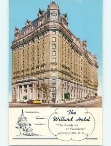 Unused 1950's OLD CARS & WILLARD HOTEL Washington DC Q5679@