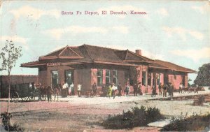 El Dorado Kansas Santa Fe Railroad Depot Antique Postcard KK1198