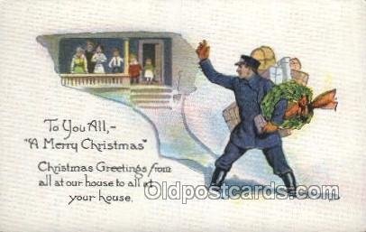 A Merry Christmas  Mail Man, Mailman, Postal Man, Worker Unused light wear cl...