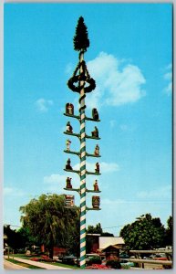 Frankenmuth Michigan 1982 Postcard Maypole With City Crests