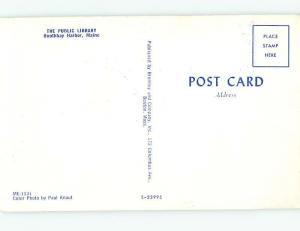 Unused Pre-1980 LIBRARY SCENE Boothbay Harbor Maine ME hs1904