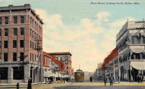 Main Street North Streetcar Tulsa Oklahoma 1910 postcard