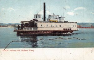 ATHENS & HUDSON RIVER FERRY NEW YORK~1900s POSTCARD LIGHT GLITTER