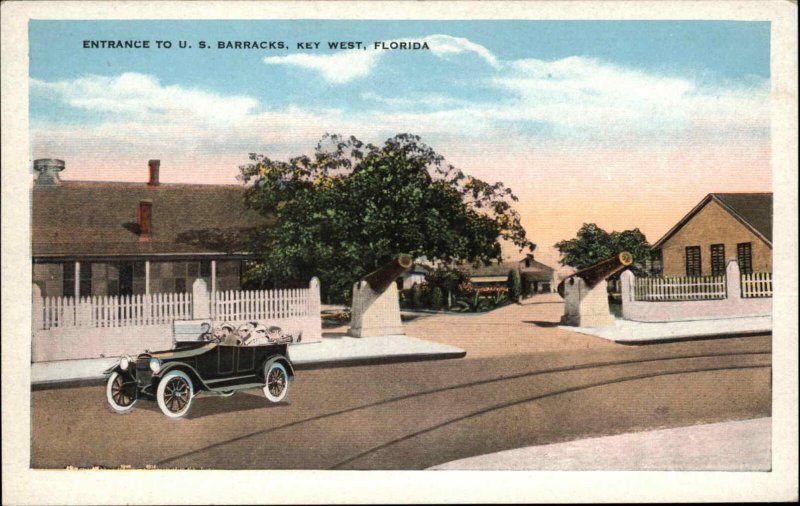 Key West Florida FL U.S. Barracks Entrance Vintage Postcard