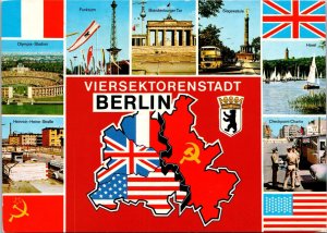 Lot of 2 Germany Map East West Berlin Wall Postcards 1986 1989 Cold War era 