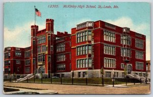St Louis Missouri~McKinley High School Bldg Street View~PM 1913~Vintage Postcard