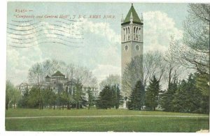 Postcard Campanile + Central Hall JSC Ames Iowa 1911