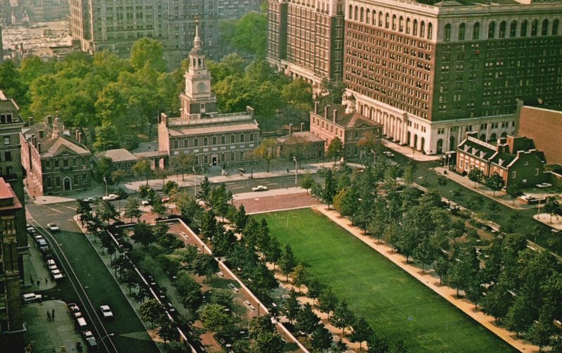 Vintage Postcard Independence Hall And Mall Historic Building Philadelphia PA