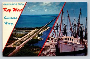 Overseas Highway Greetings from KEY WEST Florida Vintage Postcard 0623