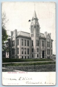 Atlantic Iowa Postcard High School Exterior Building View c1907 Vintage Antique