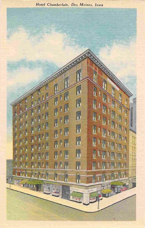 Hotel Chamberlain Des Moines Iowa linen postcard