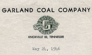 1946 Garland Coal Company Knoxville Tennessee Order 2 Boxcars Coal Letter 13-90