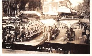 MEXICO CITY~MEXICO~XOCHIMILCO XII~GONDOLA BOATS~REAL PHOTO POSTCARD 1940s