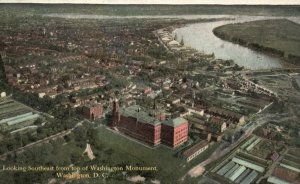 Vintage Postcard Looking Southeast From Top Of Washington Monument Washington DC