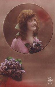 RP; Portrait Of Girl With Hydrangea Flower, 1900-1910