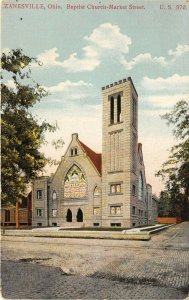 Zanesville Ohio c1910 Postcard Baptist Church Market Street