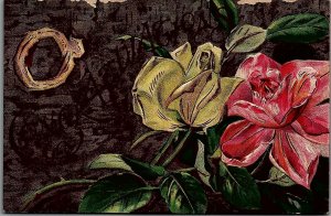 1910 WITH ALL GOOD WISHES FLORAL COLUMBIA SC EMBOSSED POSTCARD 25-59