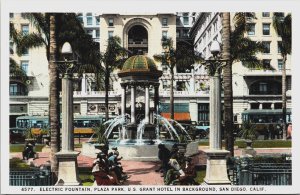 Electric Fountain Plaza Park US Grant Hotel San Diego California Postcard C103