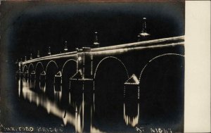 Hartford CT Connecticut Bridge at Night c1910 Real Photo Postcard