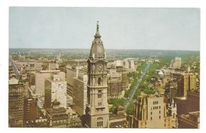 Philadelphia PA City Hall Tower View West Parkway Mike Roberts Vintage Postcard