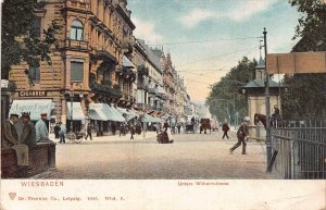 L075 Germany 1905 Wiesbaden Wilhelmstrasse commerce shops Cigarren postcard