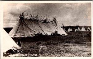 Real Photo Postcard Indian Village Tepee, Ttipi, Teepee