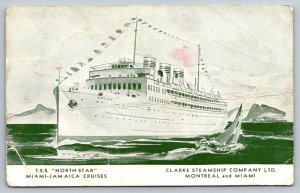 TSS North Star  Miami - Jamaica Cruises  Clarke Steamship Co.  1939   Postcard