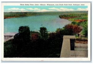 c1950's Three States View Iowa Illinois Wisconsin River Dubuque Iowa IA Postcard