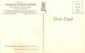 Vintage Postcard View of Ference Cheese Shoppe Asheville North Carolina N. C.