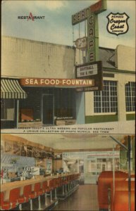 Tillamook OR Fern Caf‚ Sea Food Restaurant & Fountain LINEN Postcard