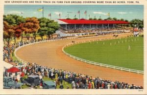 Pennsylvania York Fair Grounds Neew Grandstand and Race Track 1949
