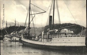 Aberdeen Washington WA Shipping Scene Steamer Steamship Vintage Postcard