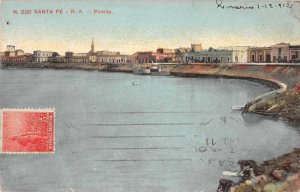 Santa Fe Republica Argentina Puerto Harbor View Vintage Postcard AA124