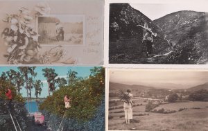 Lady Carry Tree Log Wood Fruit Picking Roofing Social History 6x Postcard Bundle