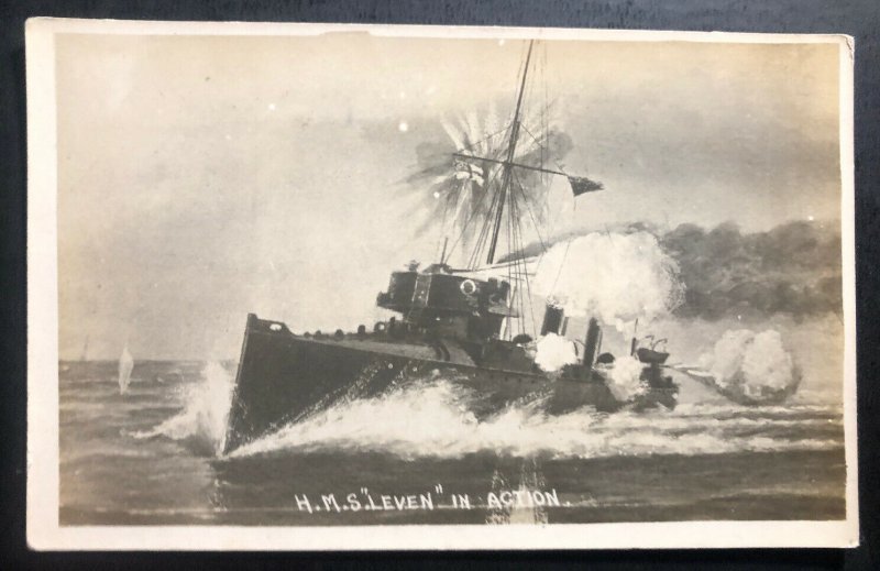 Mint England Real Picture Postcard RPPC HMS Leven Battleship Royal Navy