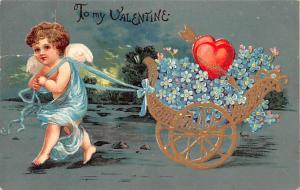 Artist Ellen Clapsaddle Valentines Day 1909 tears in card,  repaired by tape ...
