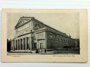 Vintage Postcard 1900's Symphony Hall Boston MA Massachusetts Textured