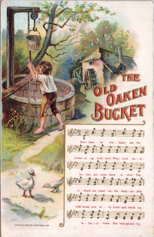 The Old Oaken Bucket Song Music Ducks Chas Rose Series 11 Vintage Postcard D48