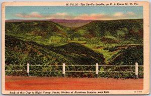 West Virginia, 1955 Devil's Saddle, Route Highway, Greeny Mountains, Postcard