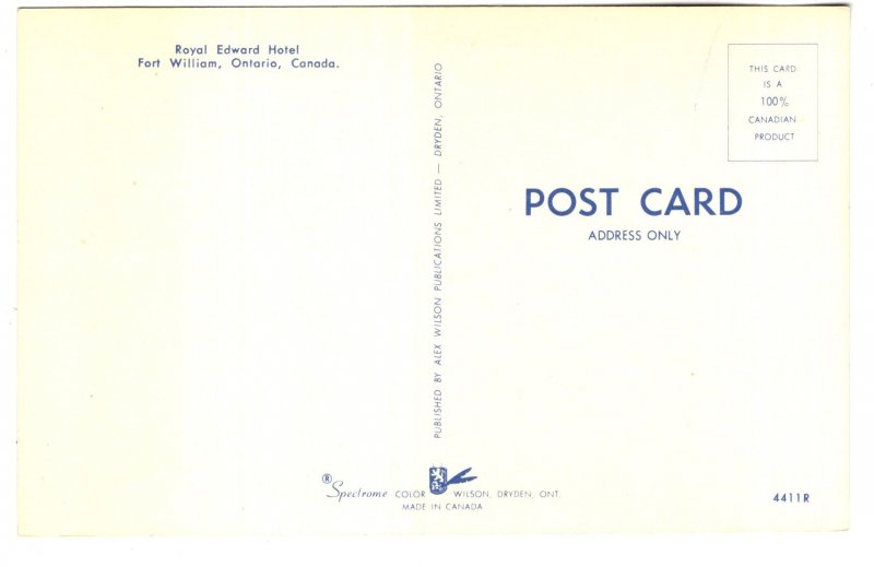 Royal Edward Hotel, Fort William, now Thunder Bay, Ontario