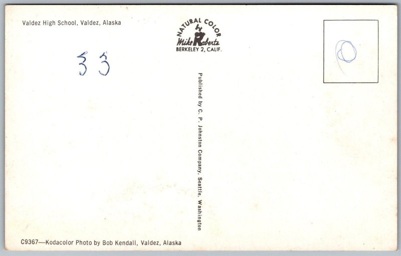 Vtg Alaska AK Valdez High School Chrome View Postcard