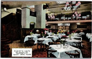 Purdy's Cafe Dining Room, Granville St Vancouver BC Vintage Postcard D03