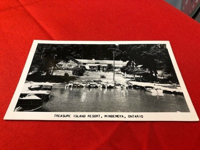 RPPC postcard TREASURE ISLAND RESORT Mindemoya Ontario Canada pmd Little Current