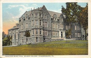 Chambersburg Pennsylvania 1920 Postcard Thompson Music Hall Wilson College