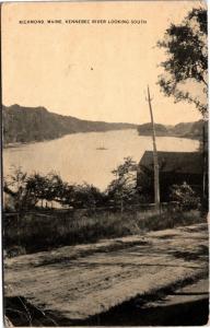 Kennebec River Looking South, Richmond Maine c1915 Vintage Postcard J06