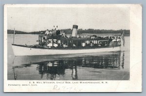 LAKE WINNIPESAUKEE NH US MAIL STEAMER UNCLE SAM ANTIQUE POSTCARD